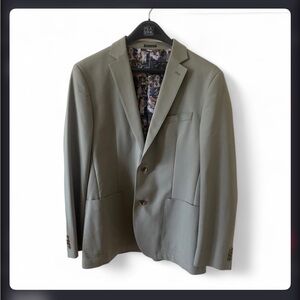 Flynt Olive Sports Coat Blazer Suit Jacket Cotton with Silk Cool Lining 44 L Y2K